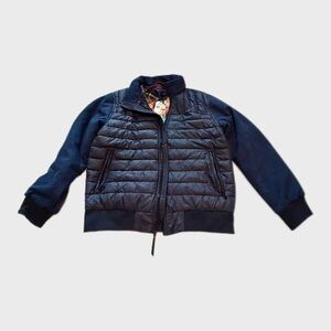 NWT $298 Robert Graham Navy Quilted Bomber Jacket Floral Lined Puffer Mens Large